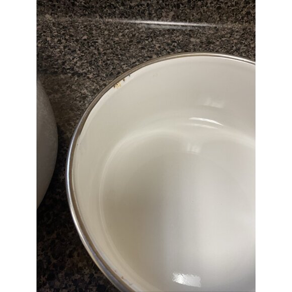 Vintage Enamel Mixing Bowls Floral Flowers - Picture 3 of 5